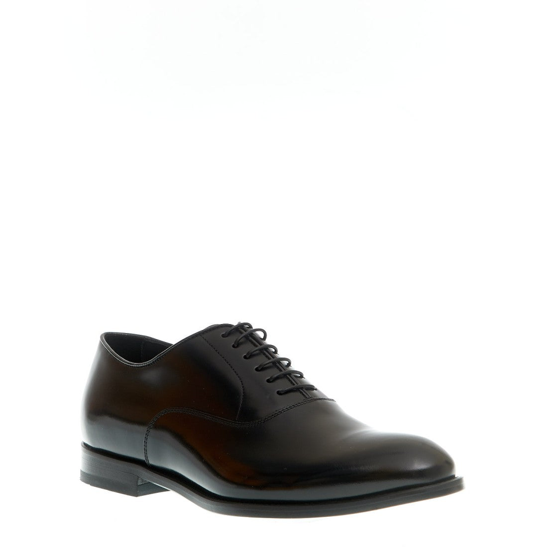 Smooth Black Lace-Up Leather Bottom