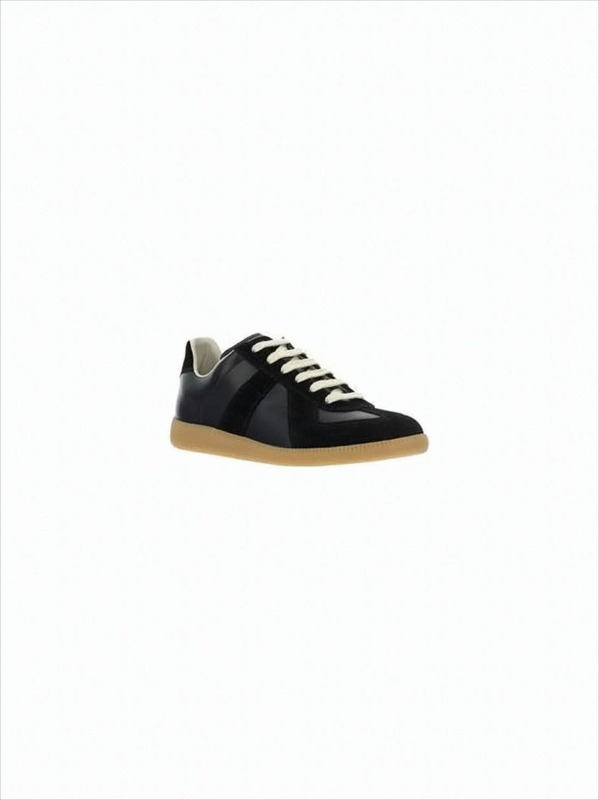 Sleek Black Suede And Leather Low-Top Sneakers