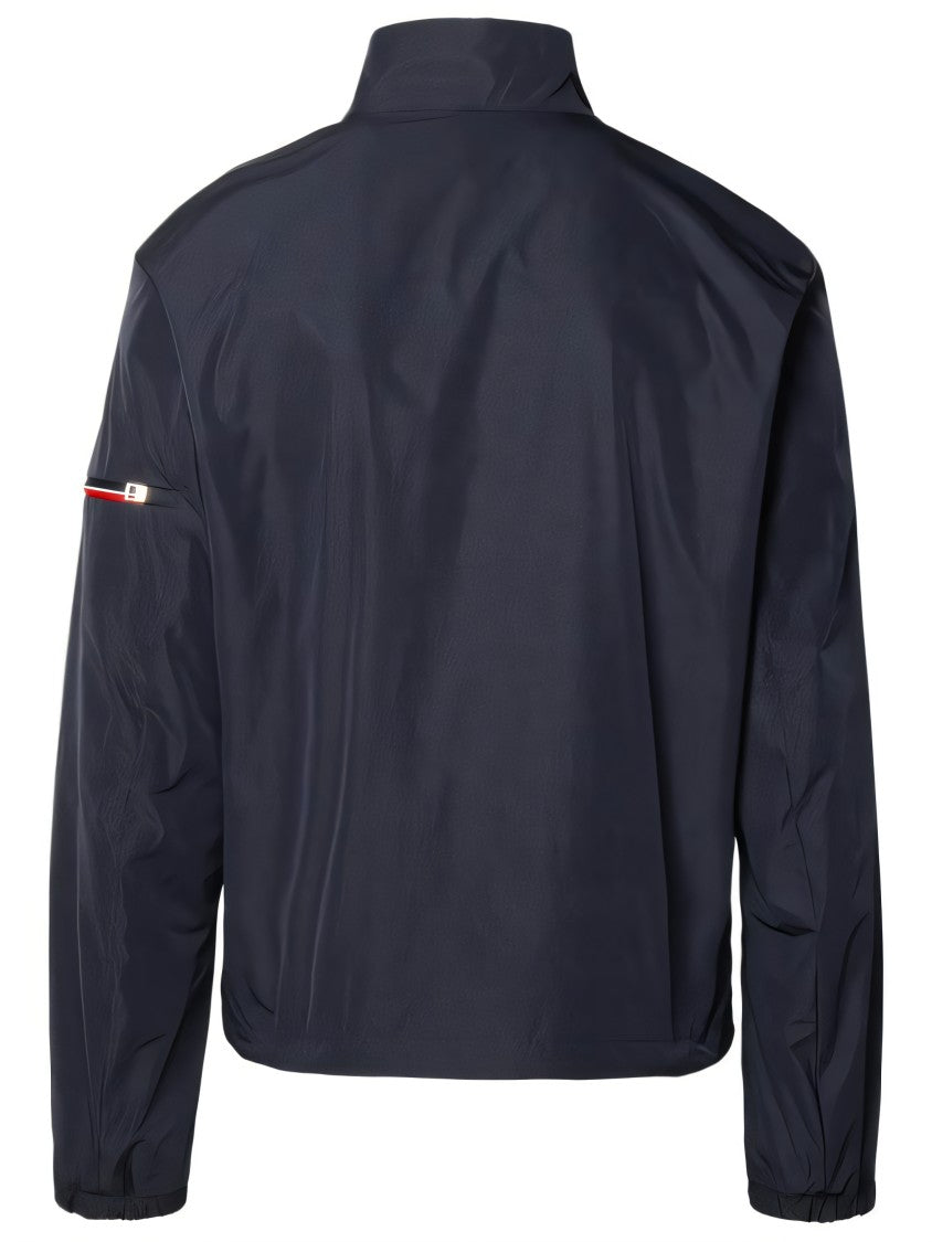 Black Jacket With High Collar And Zip Closure