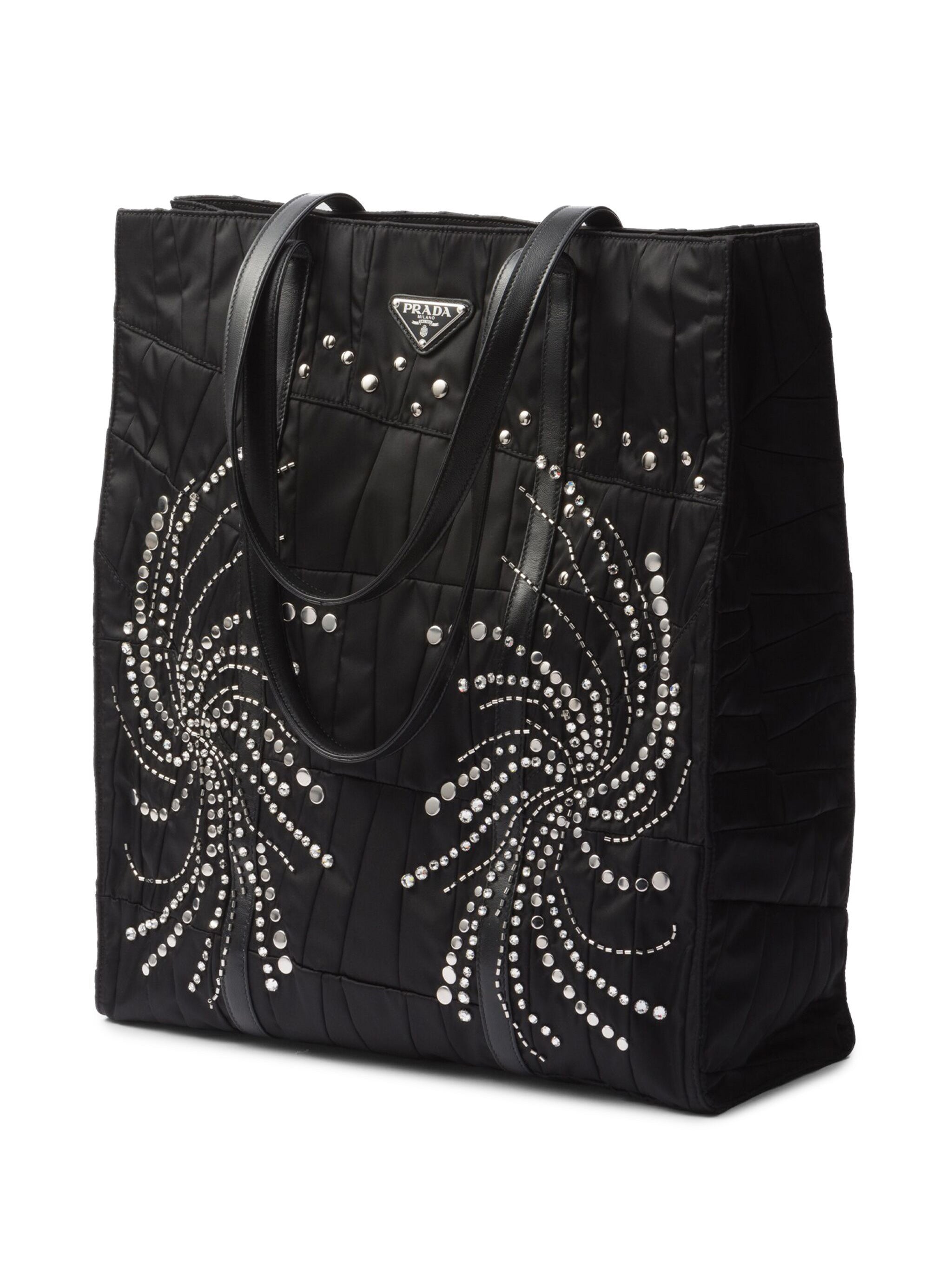 Black Quilted Re-Nylon Patchwork Tote
