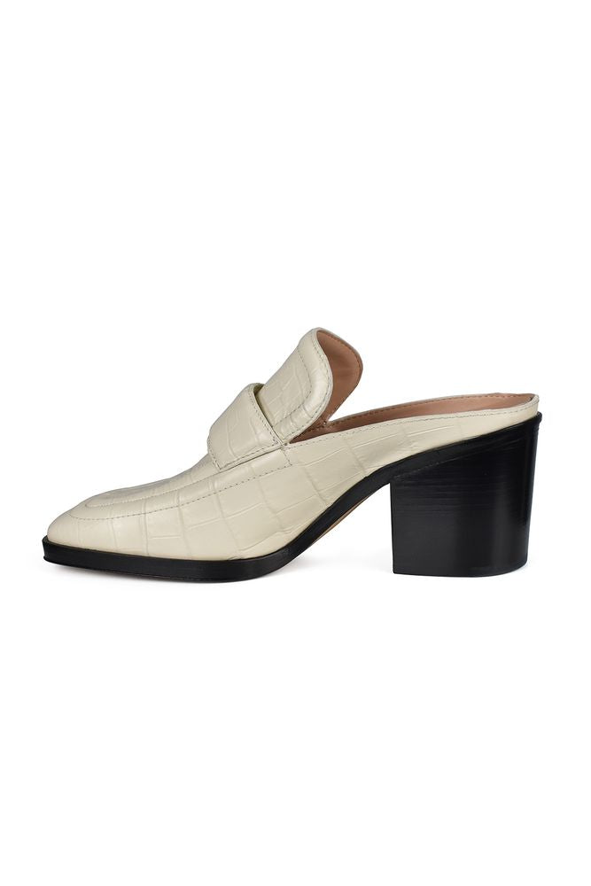 Off-White Crocodile Effect Leather Mules