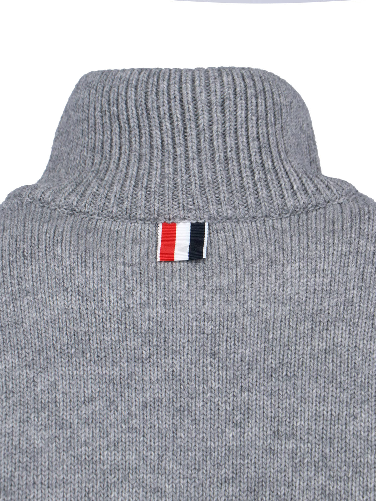 Grey Wool Zip Sweater 4-Bar Detail