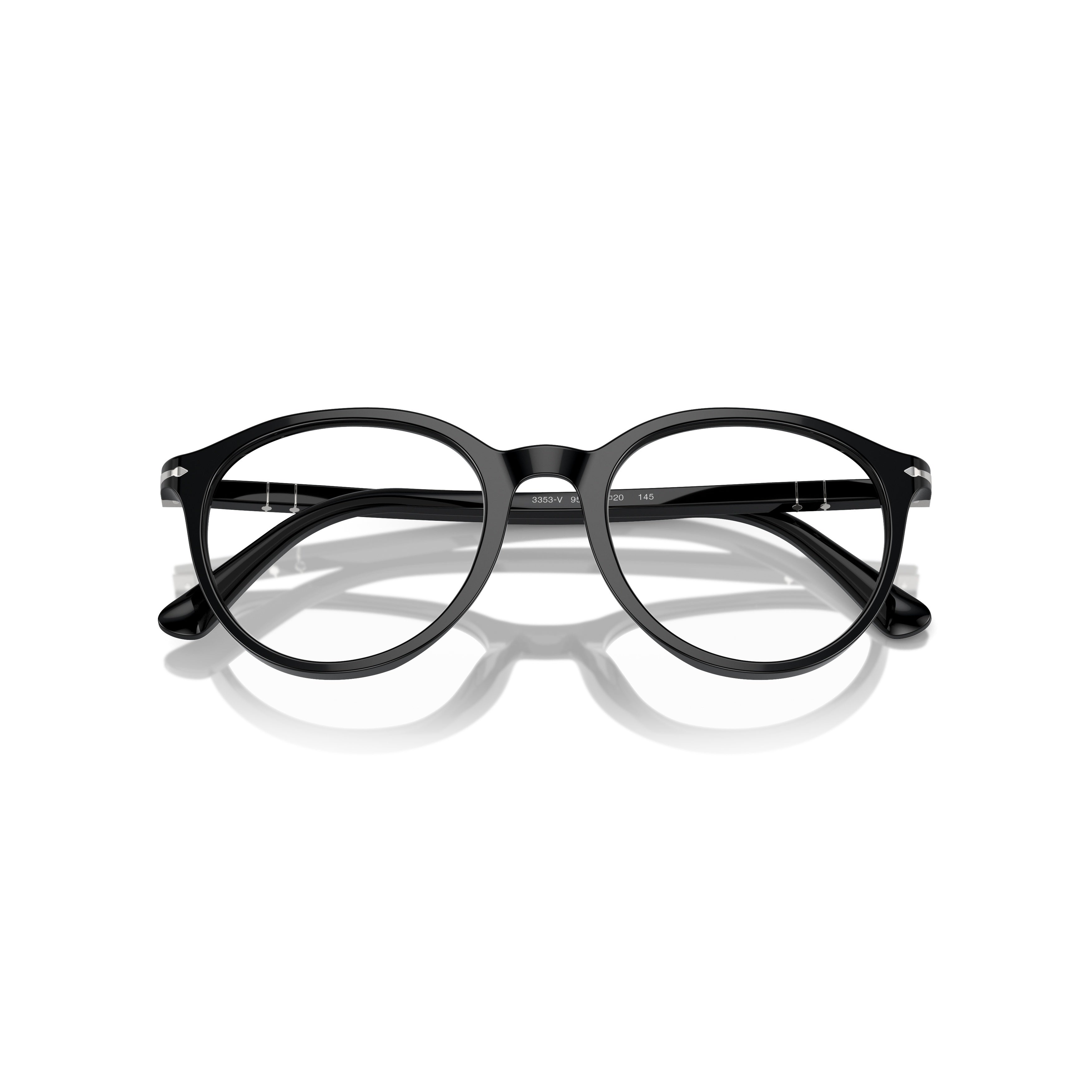 0po3353v Classic Round Frame Eyeglasses with Subtle Silver Accents