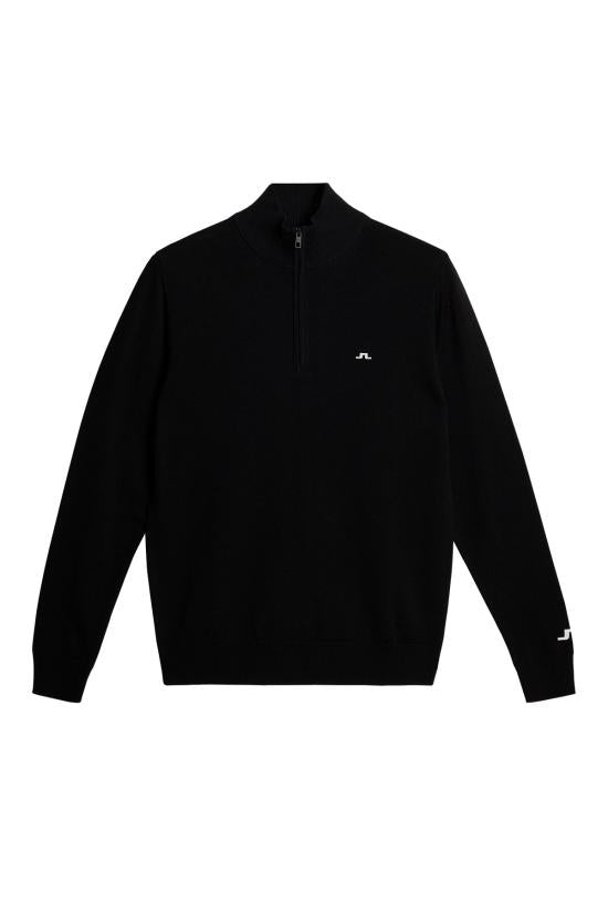 Half-Zip Merino Wool Sweater with High Collar