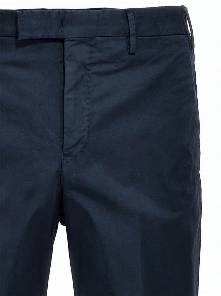 Tailored Blue Straight Pants With Classic Waistband And Functional Pockets