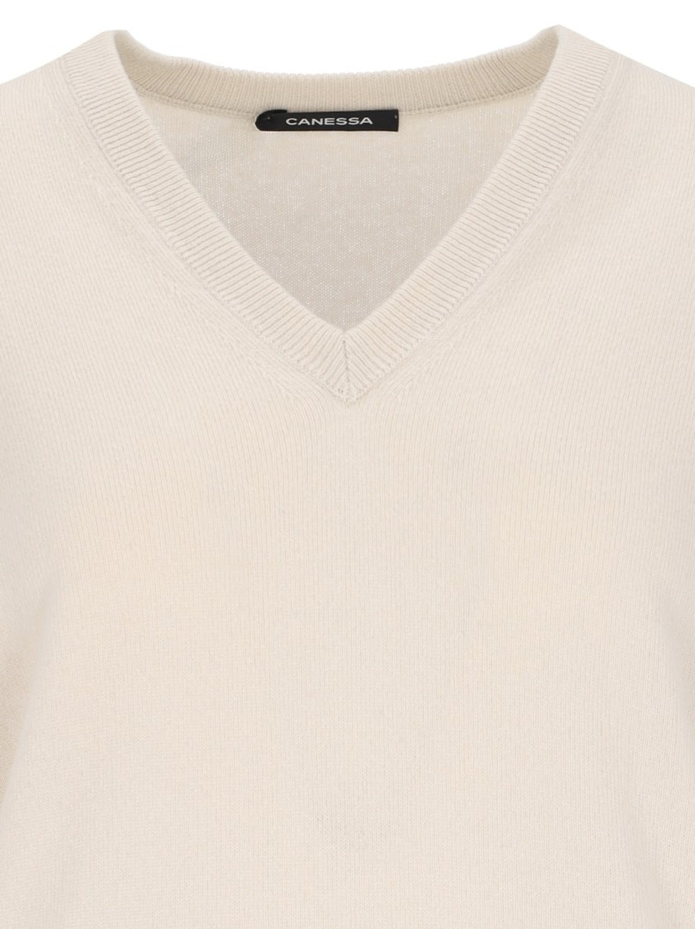 V-Neck Sweater In Cream Cashmere
