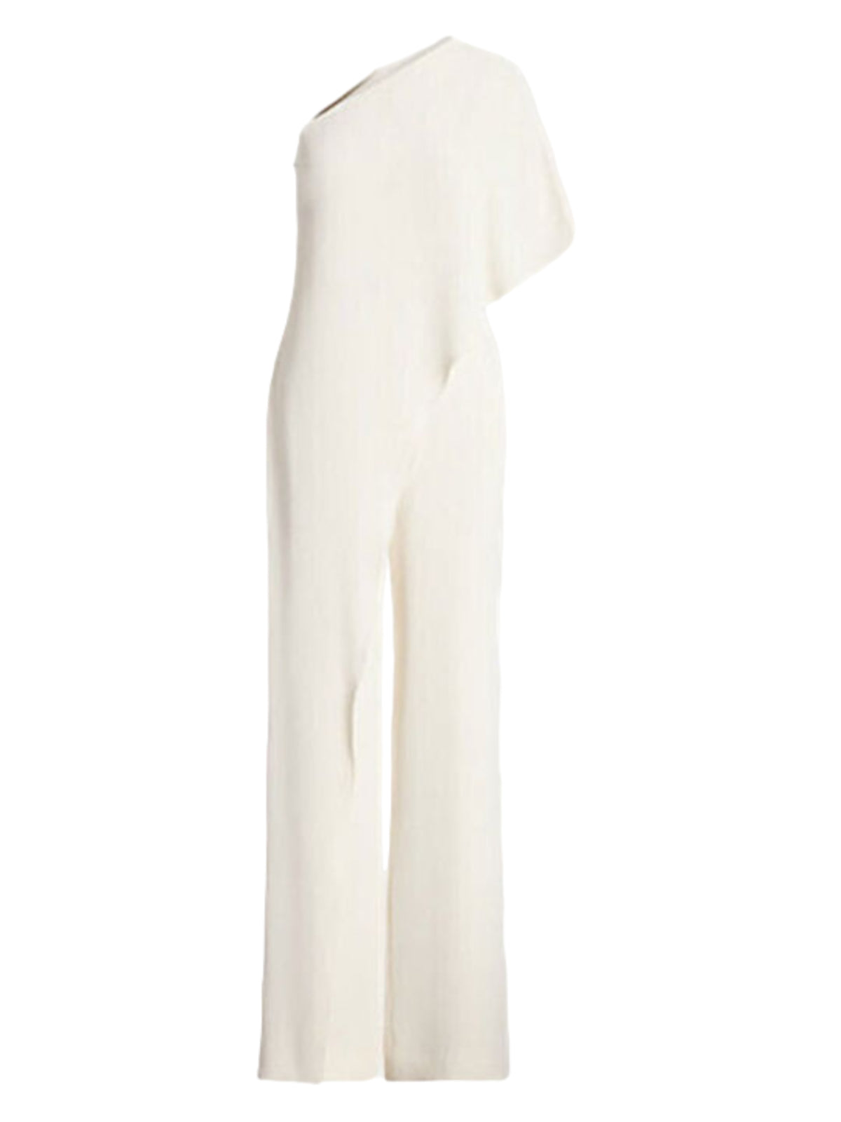 Fluid Asymmetrical Neckline Jumpsuit in Natural Tone