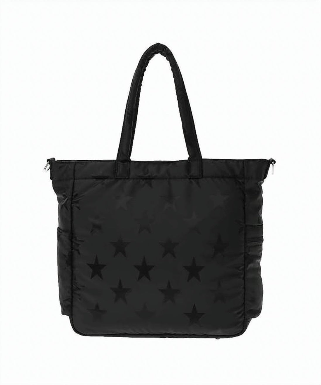 Black Embossed Star Pattern Nylon Tote Bag