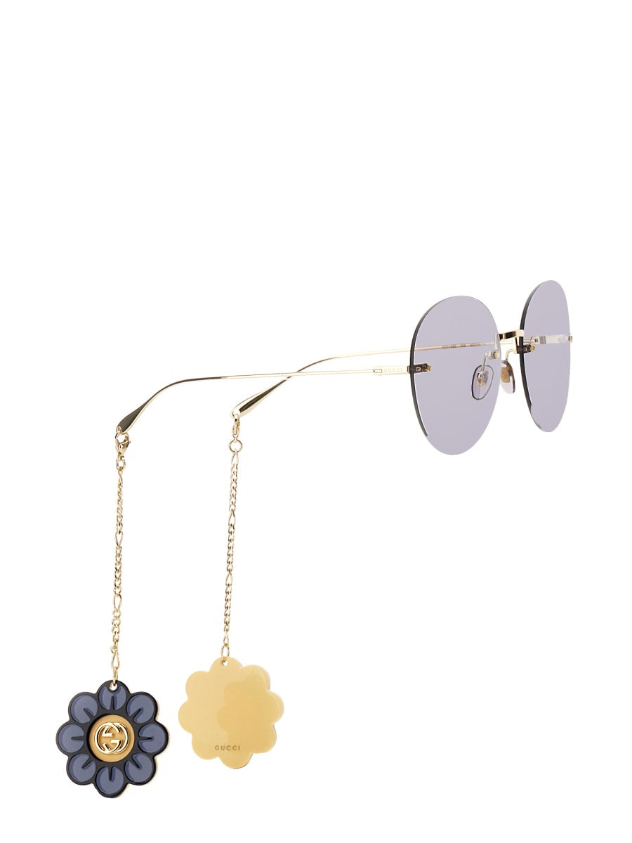 Gucci Sunglasses with Floral Pendant Accents