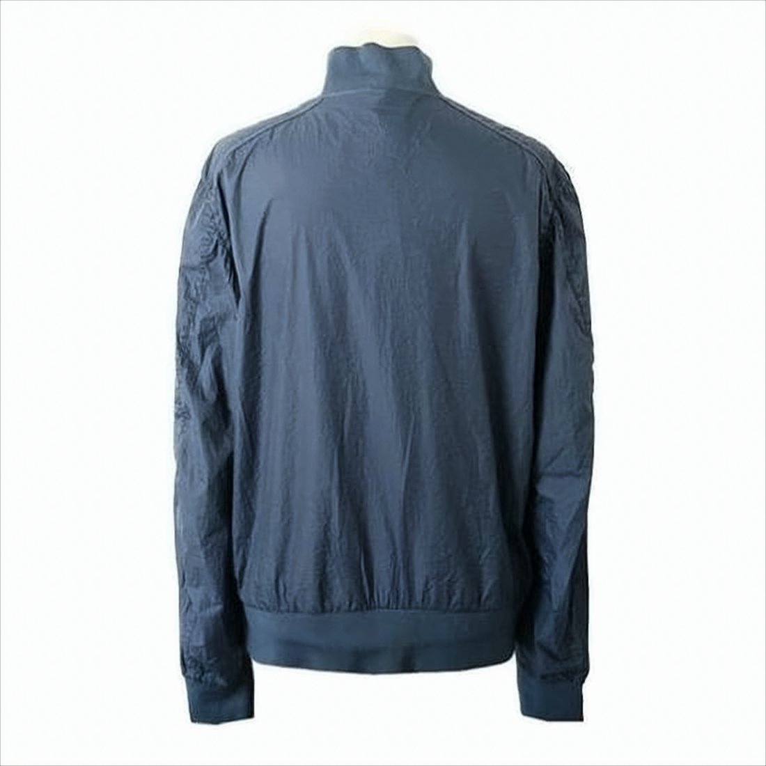 Minimalistic Blue Bomber Jacket with Ribbed Details