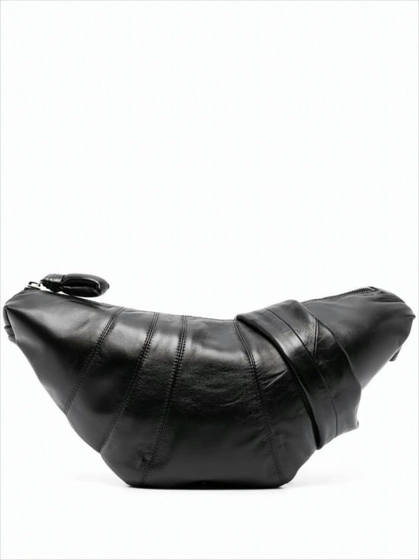 Curved Lambskin Leather Belt Bag With Padded Strap