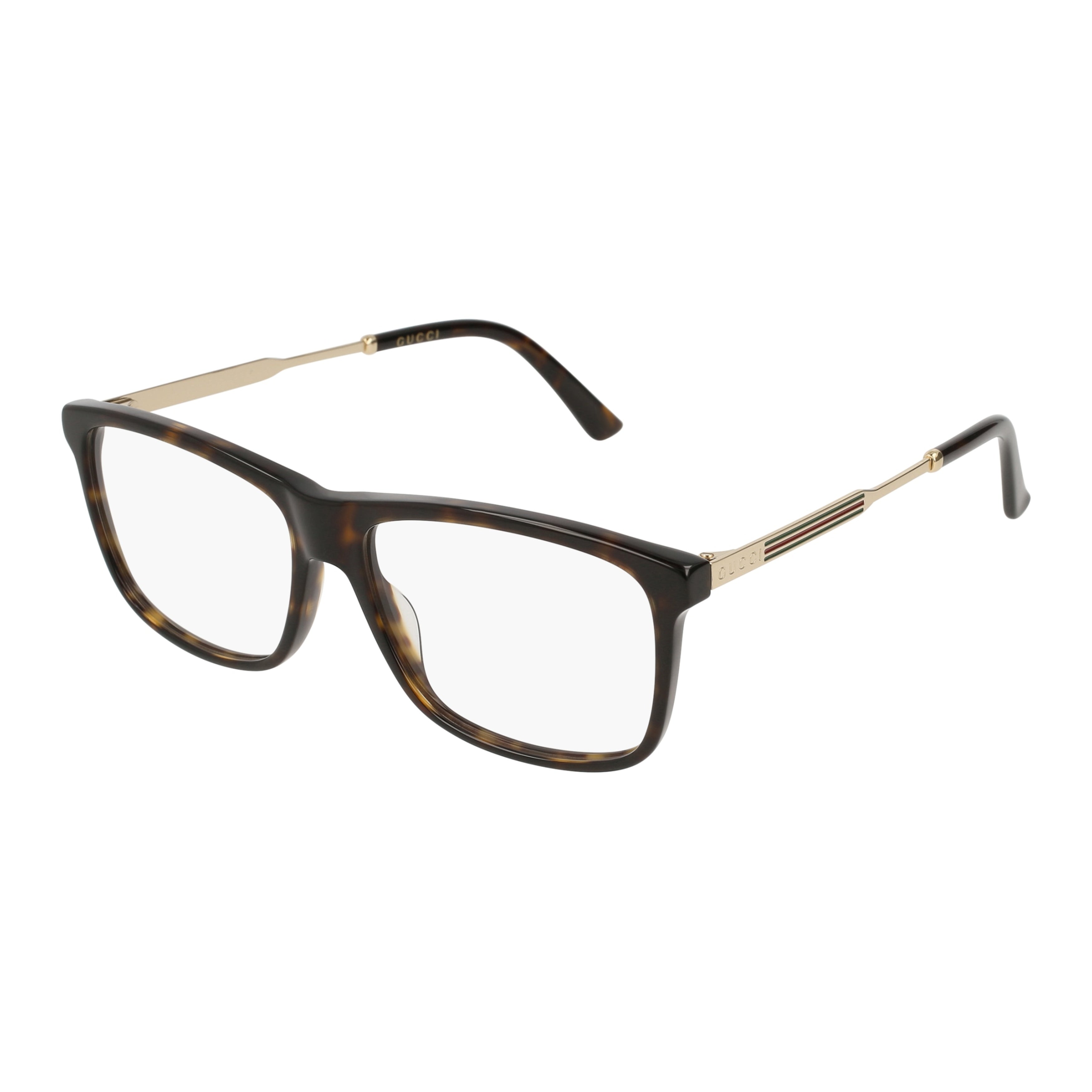 Rectangular Tortoiseshell Eyeglasses With Gold-Toned Temples