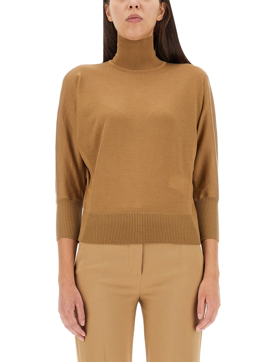 High Neck Virgin Wool Sweater with Regular Fit
