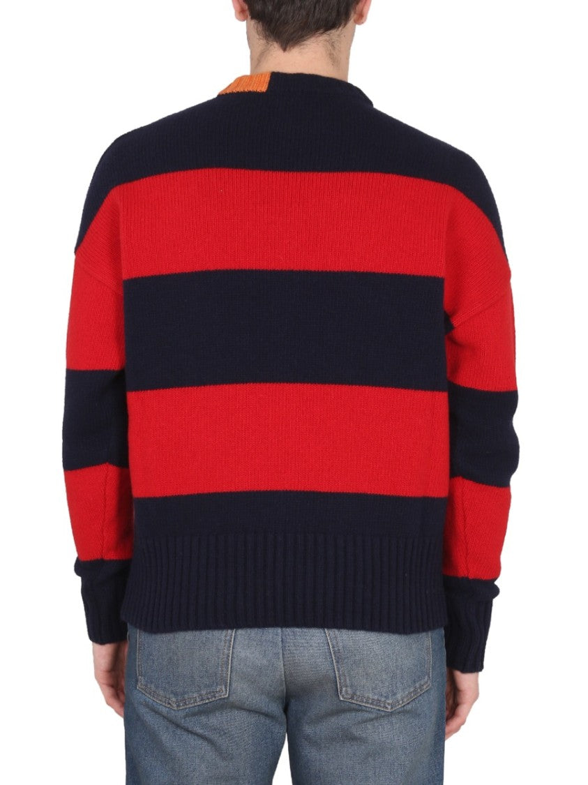 Cross-Neck Rugby Shirt With Horizontal Stripes