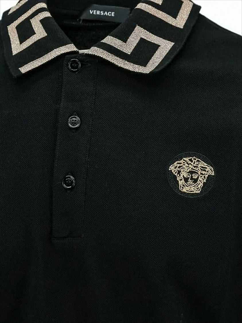 Polo Shirt with Geometric Collar Detail