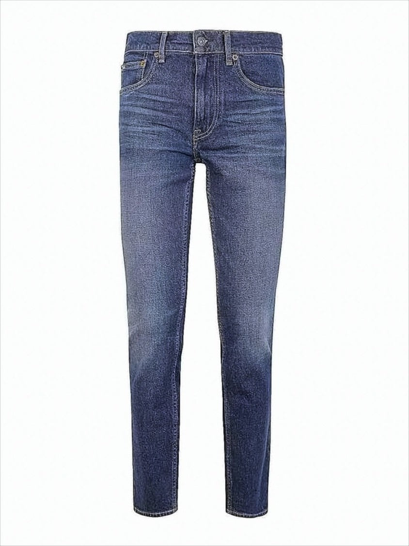 Slim-Fit Denim Pants with Mid-Rise Waist and Classic Five-Pocket Design