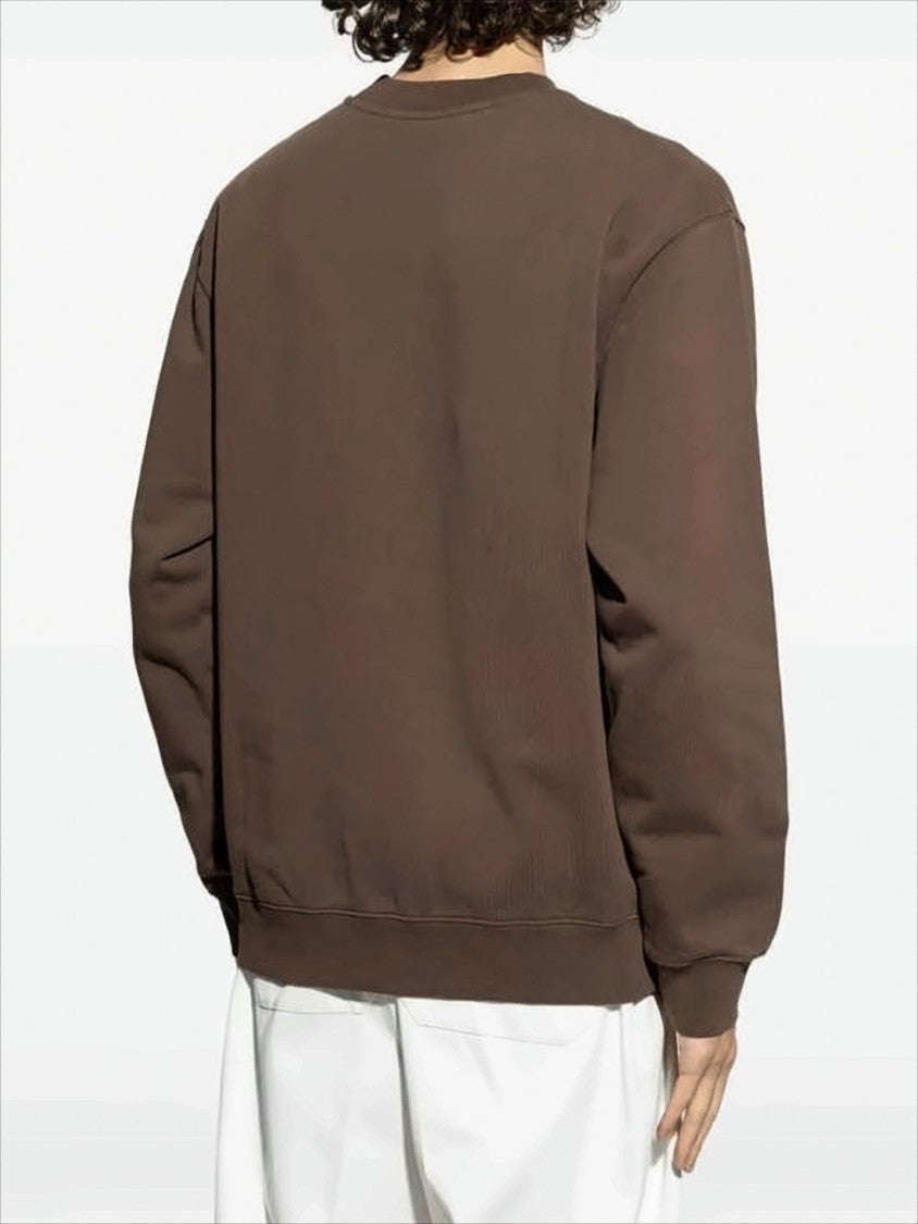 Long-Sleeve Relaxed Fit Cotton Sweatshirt with Text Patch