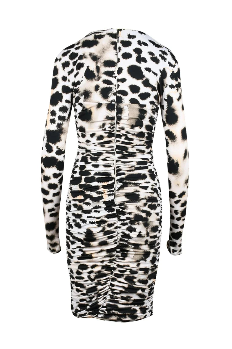 Ruched Dress - Beige/Black
