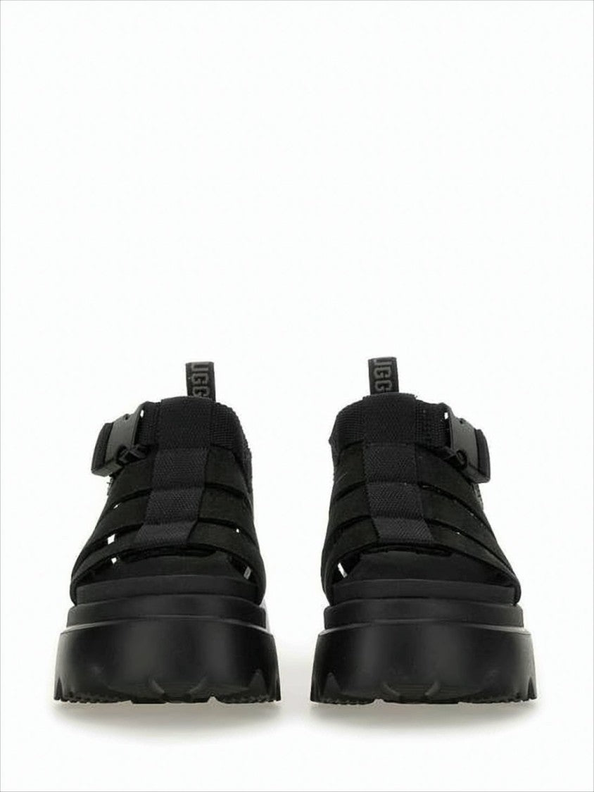 Nubuck Leather Sandals with Rugged Platform Sole