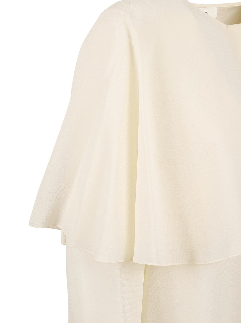 Silk Shirt With Flowing Cape Overlay