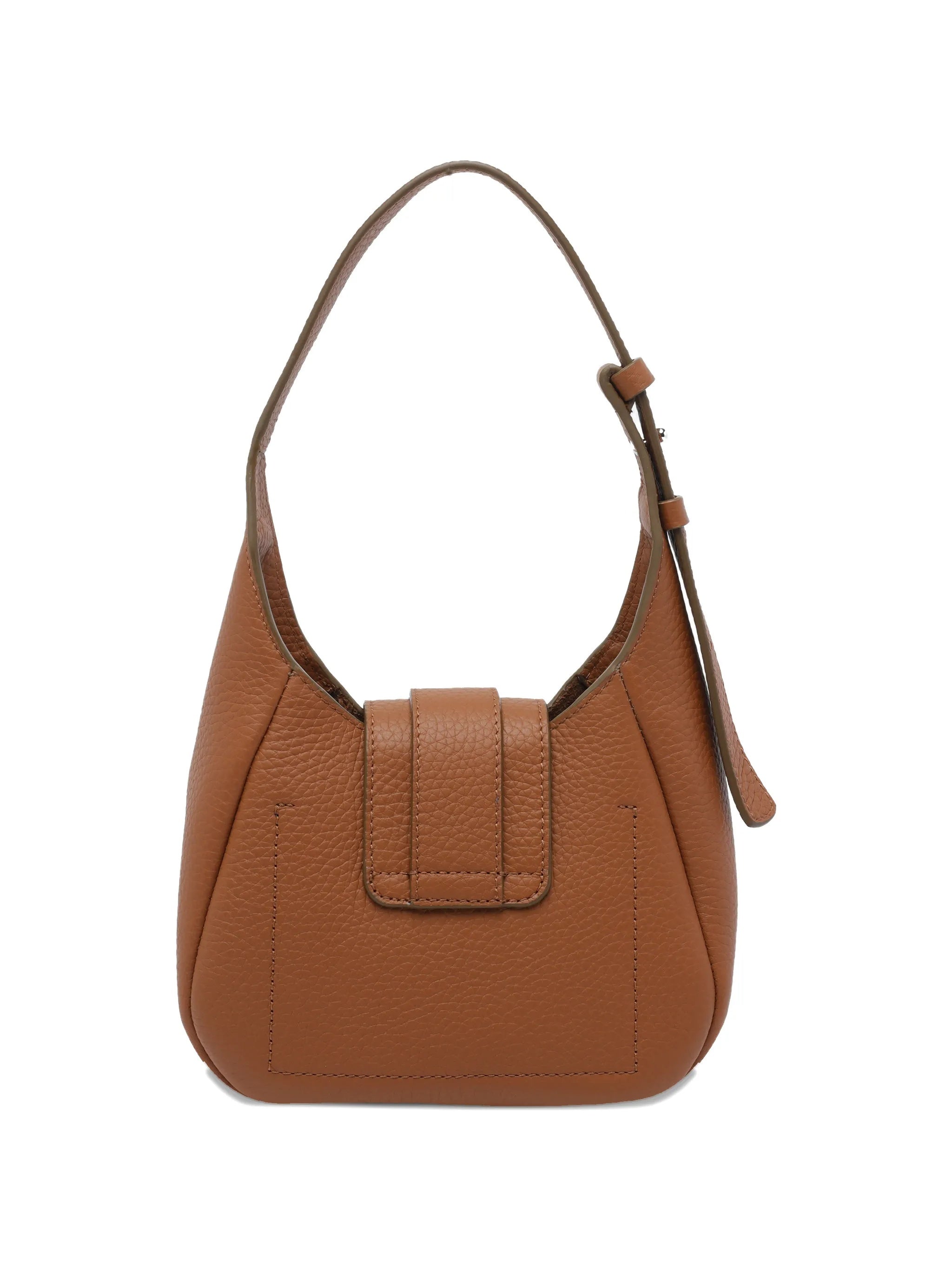 Brown Structured Rounded Leather H Handbag