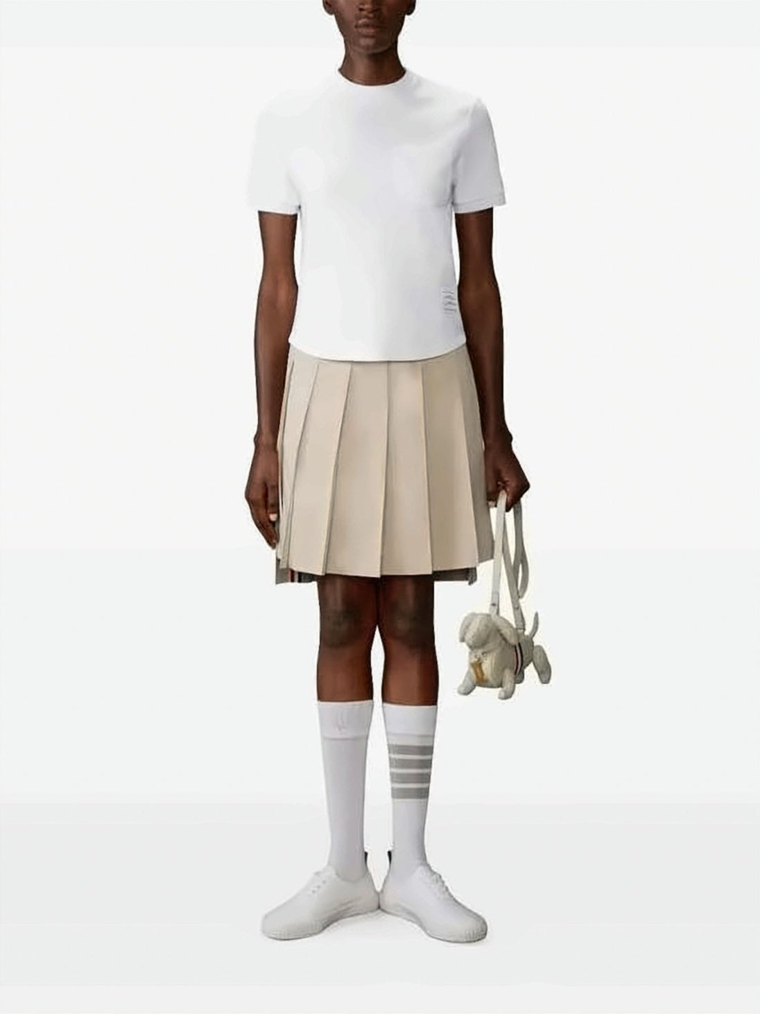 Cropped White Cotton T-Shirt with Pocket Detail