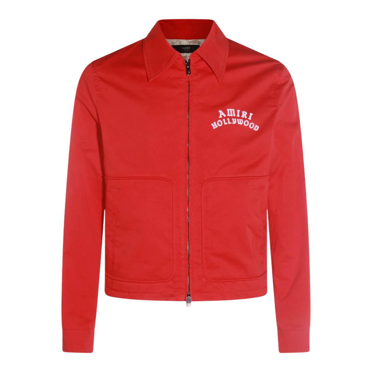 Red Casual Jacket with Embroidered Details