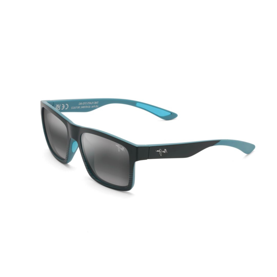 The Flats Rectangular Matte Black Sunglasses with Gradient Lenses