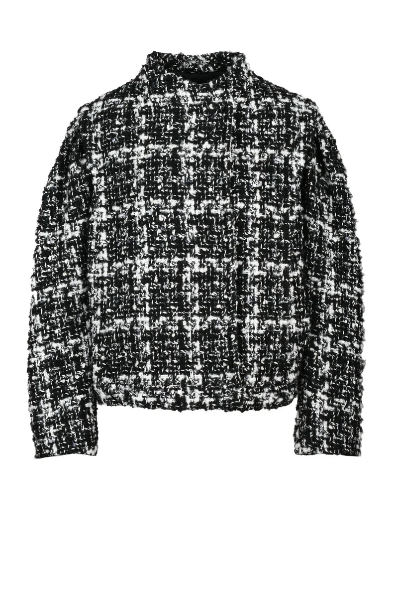 Bouclé Coat - White/Black