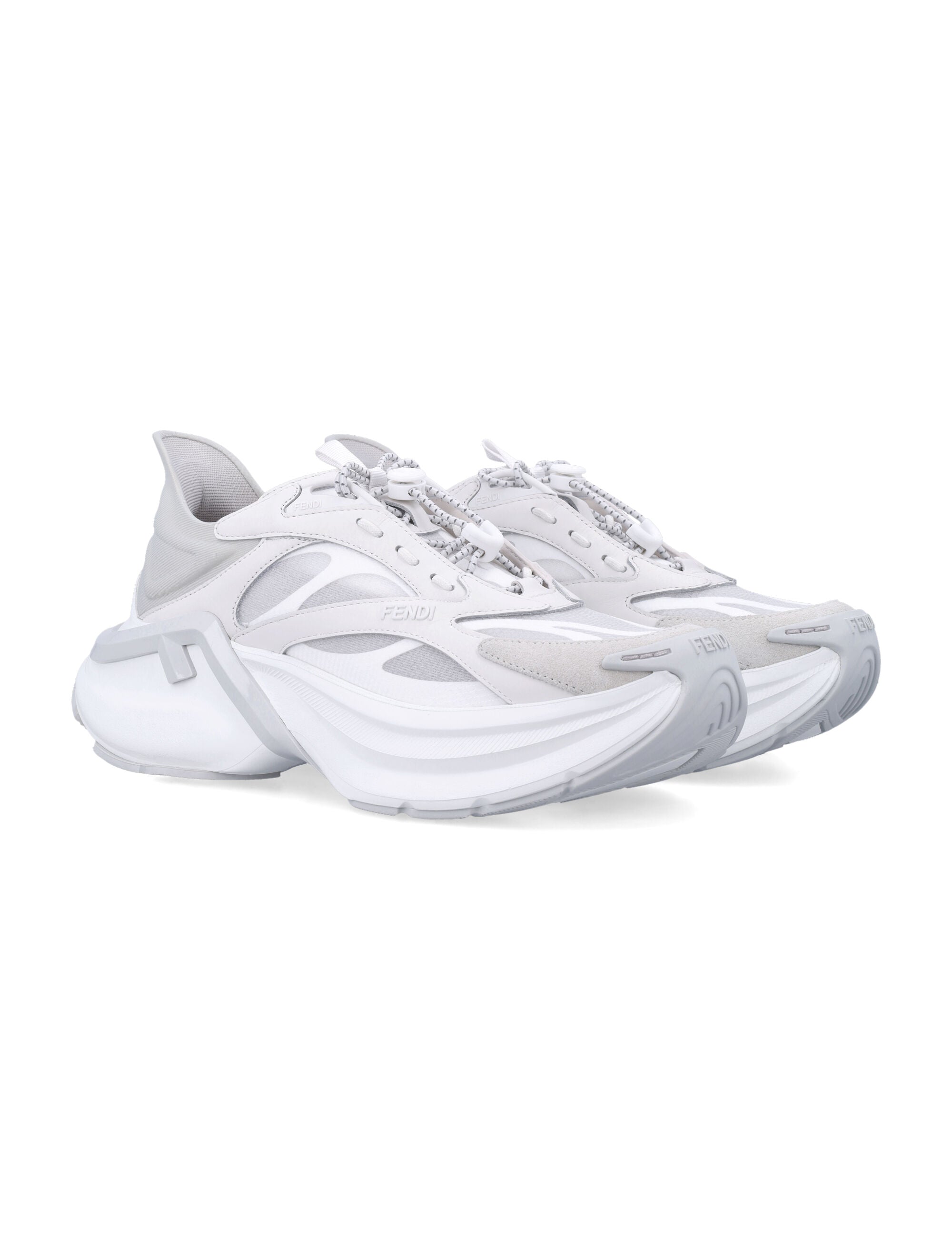 F-Light White Leather And Mesh Woman'S Sneakers