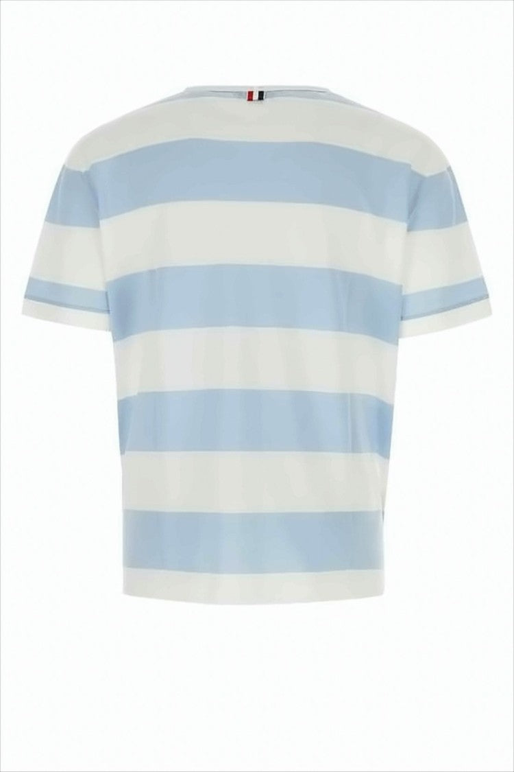Light Blue Striped Short-Sleeved T-Shirt
