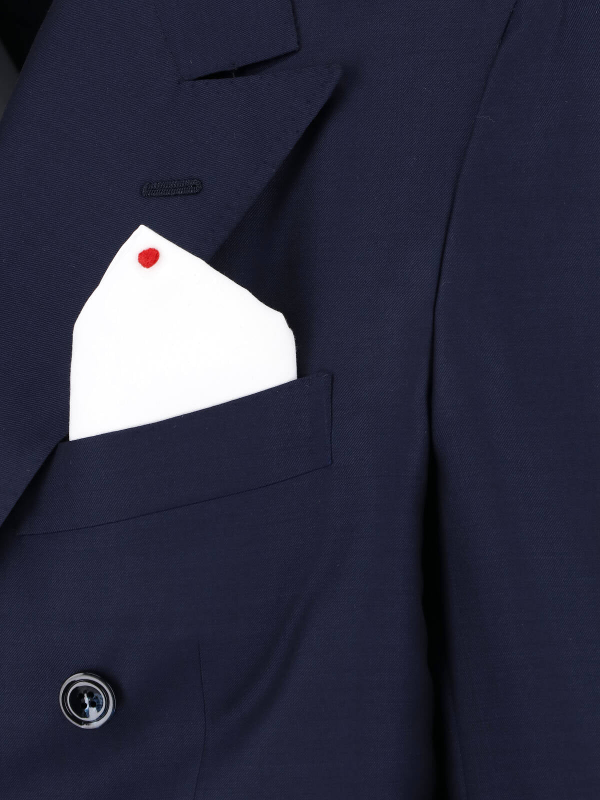 Navy Double-Breasted Peaked Lapel Wool Suit