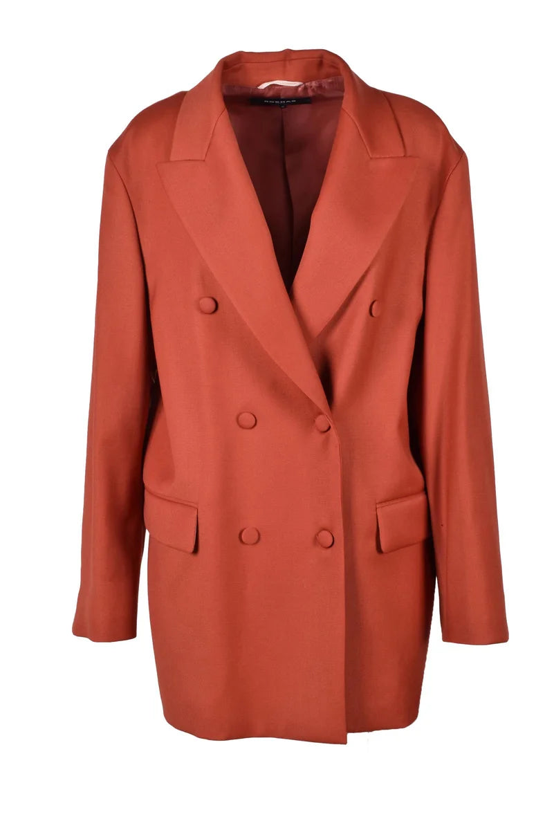Double-Breasted Blazer Jacket - Rust