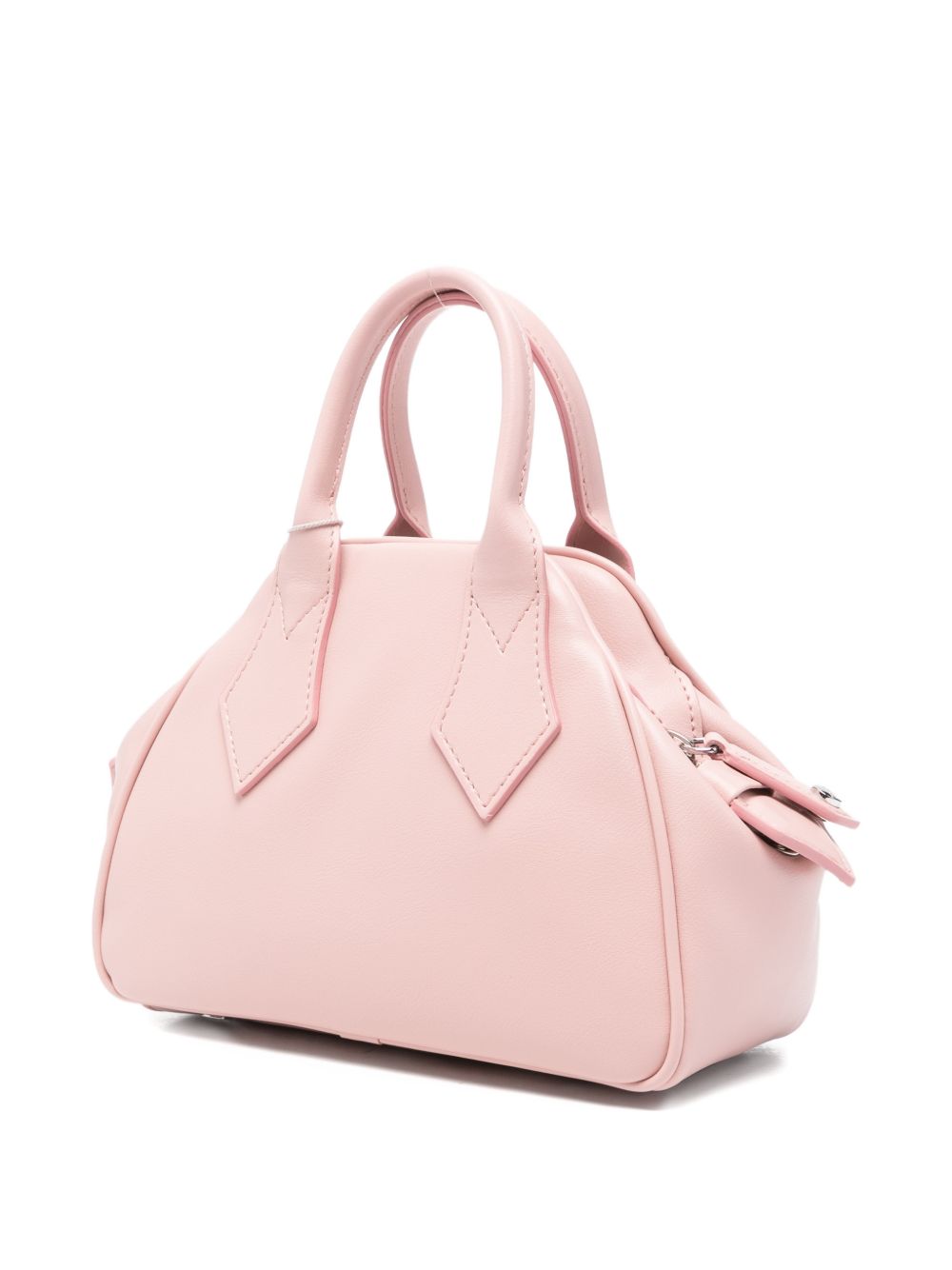 Structured Handbag With Detachable Shoulder Strap And Silver Emblem