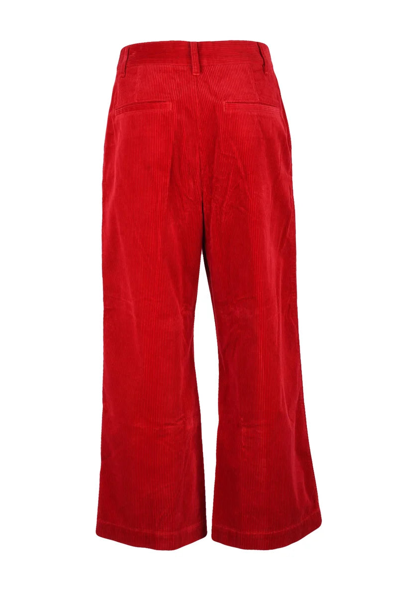 Corduroy Wide-Leg Trousers with Mid-Rise Waist