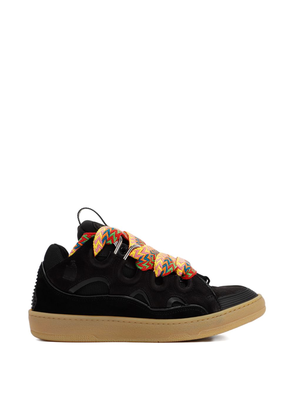 Round Toe Sneakers with Oversized Patterned Laces