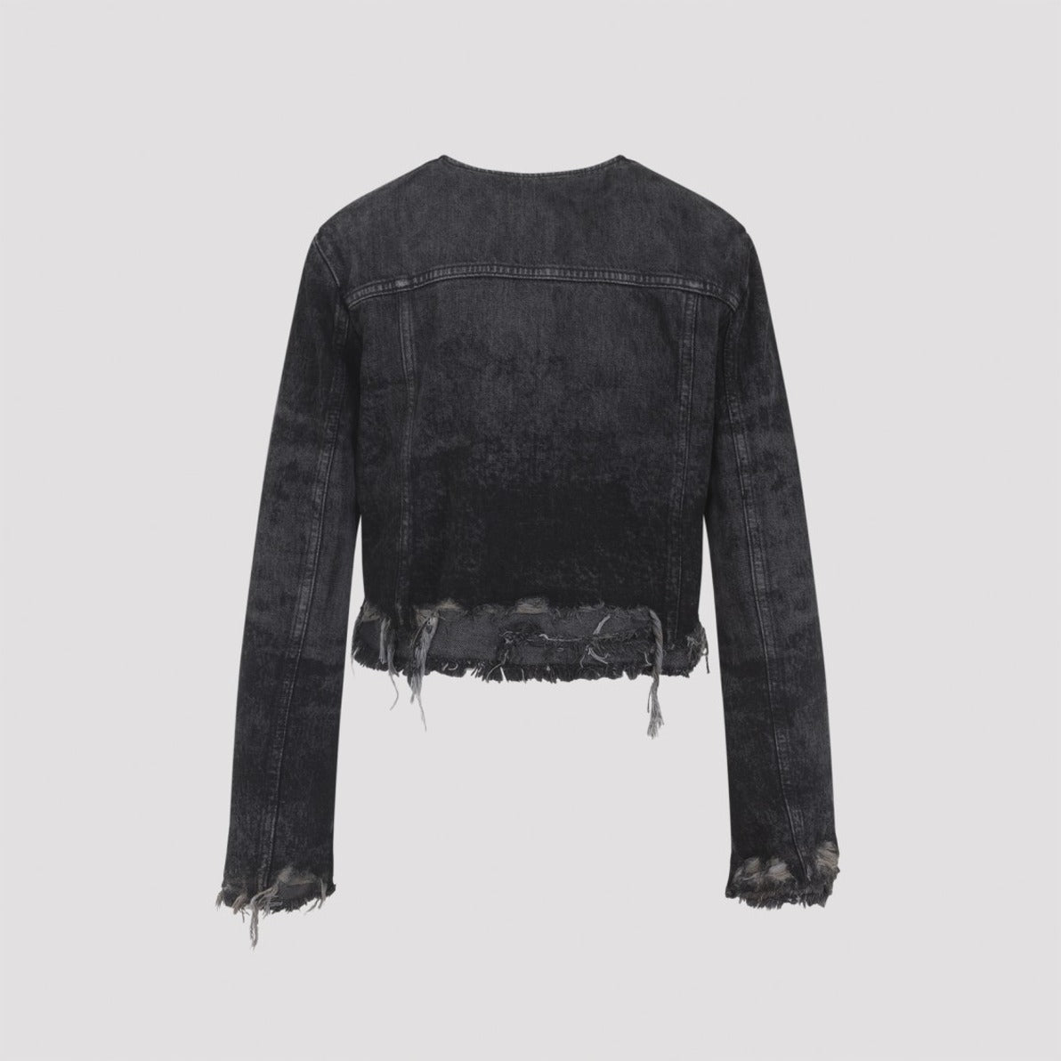 Cropped Denim Jacket With Washed Black Finish