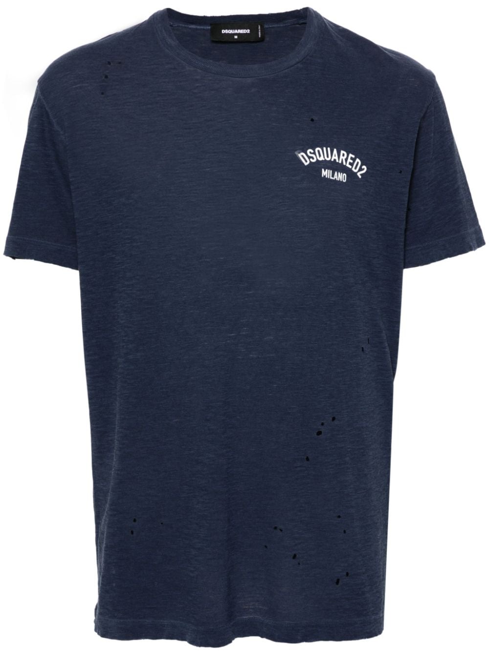 Granatowy T-shirt z mieszanki bawełny, sprany