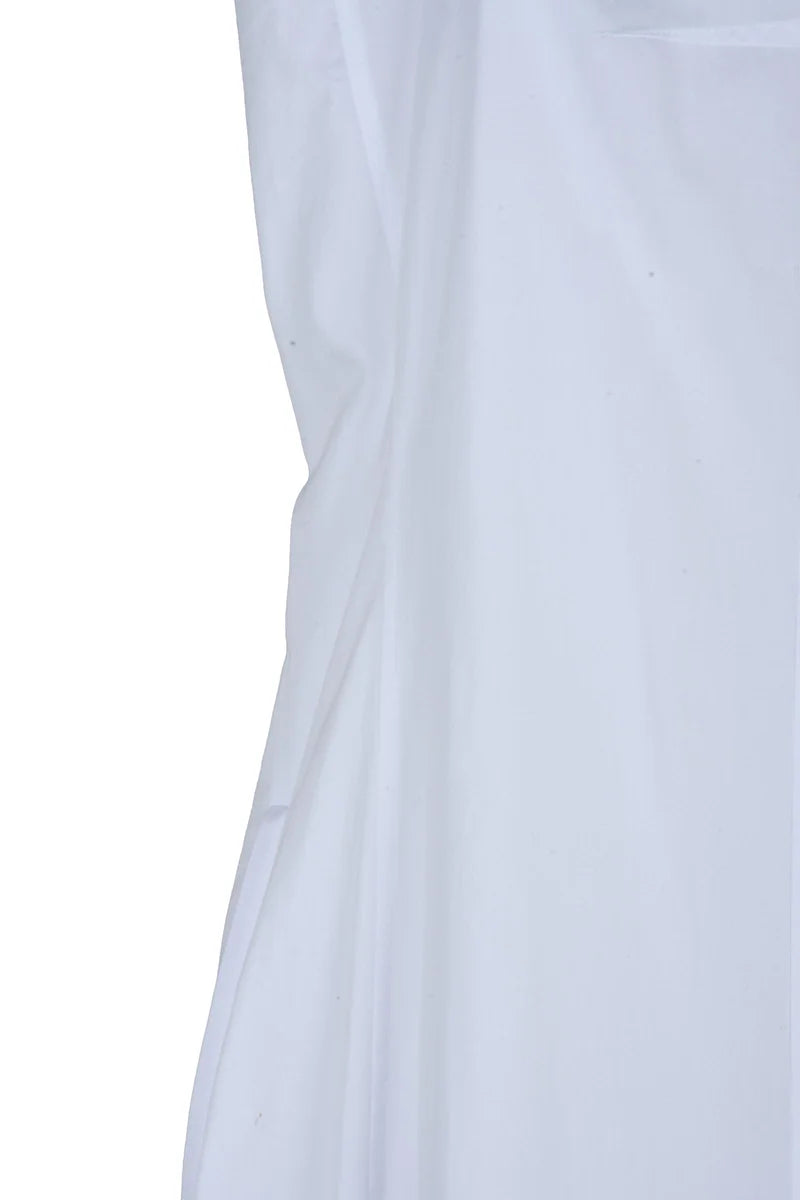 Sleeveless Flared White Cotton Midi Dress