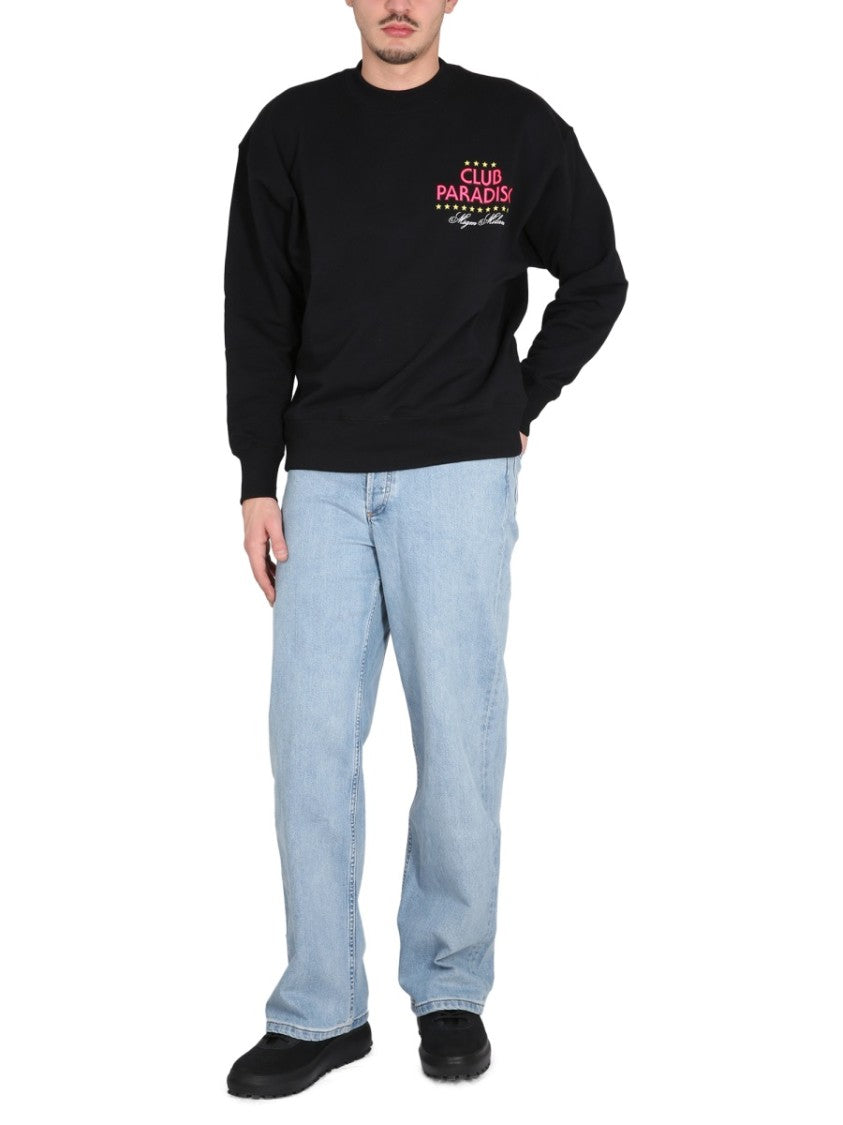 Black Sweatshirt With Front And Back Logo Print