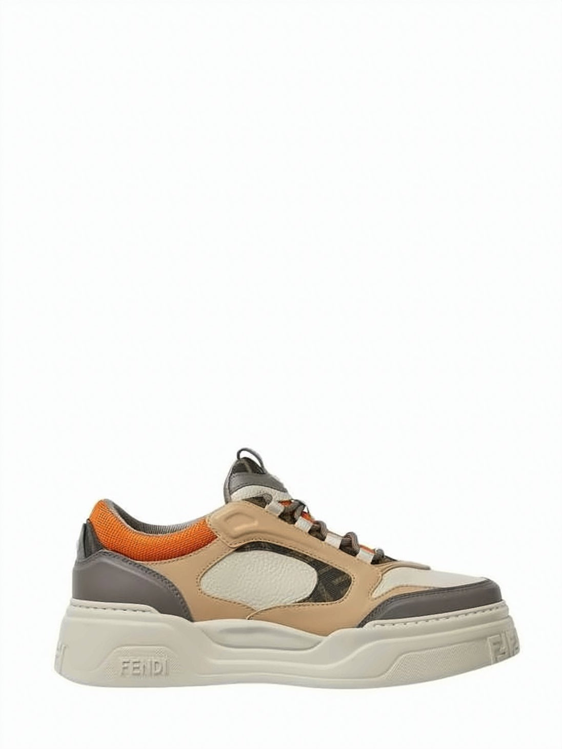 Layered Design Sneakers with Calf Leather