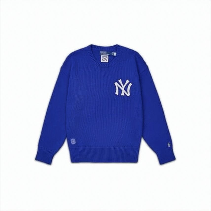 Vibrant Blue Knit Sweater with Ribbed Details