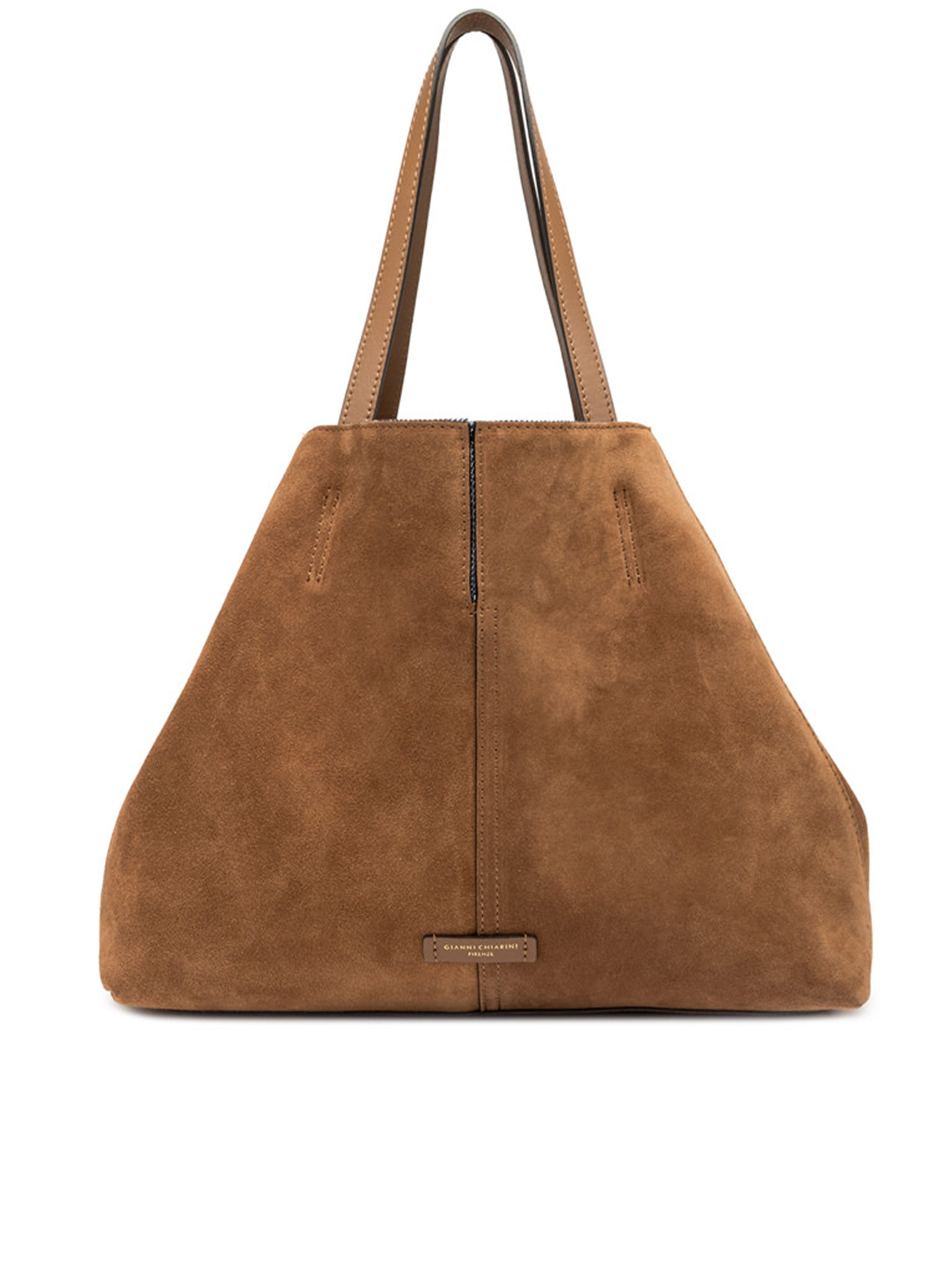 Maya Warm Brown Suede Structured Tote