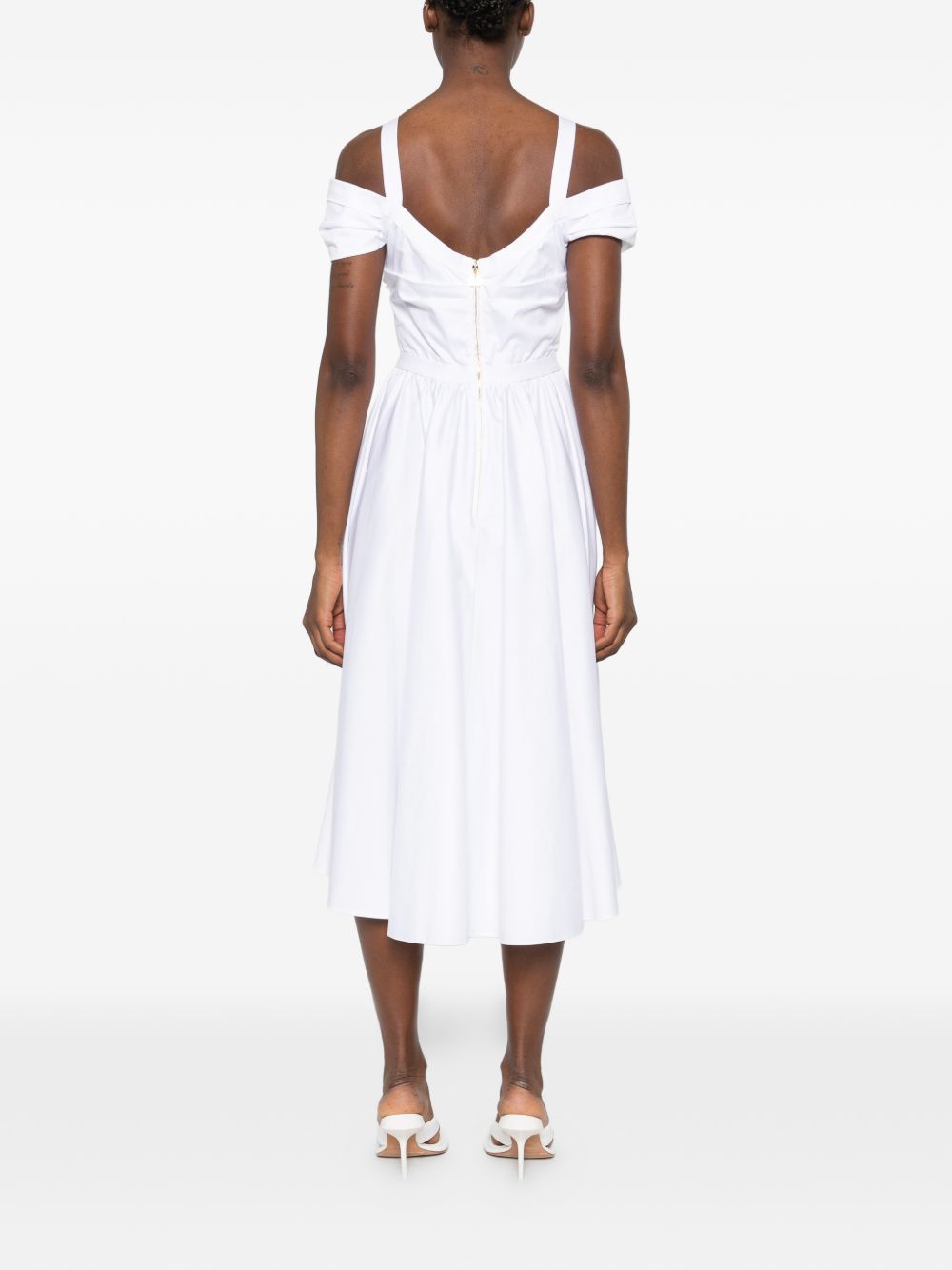 Off-Shoulder Midi Dress with Flared Skirt