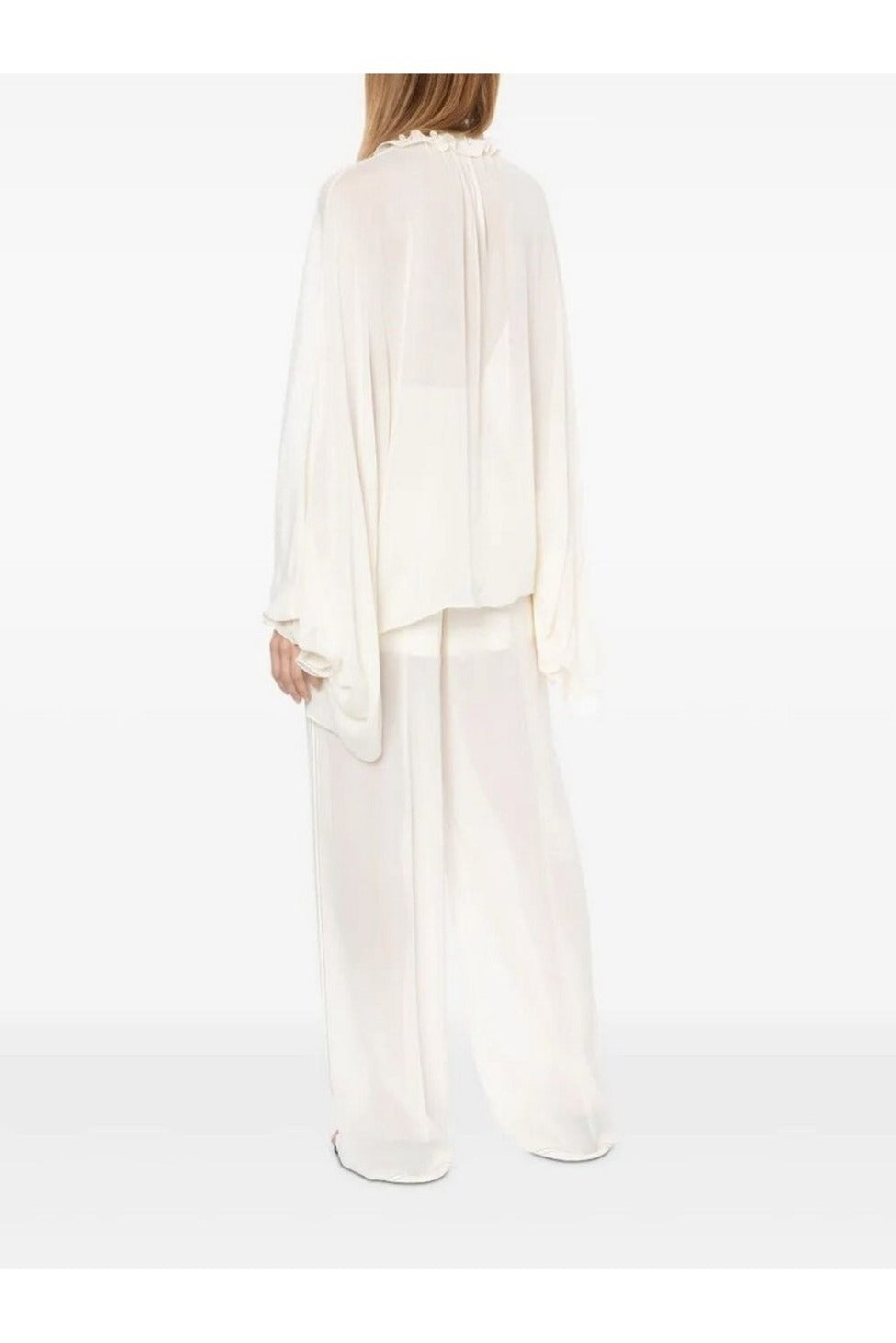 Silk-Acetate Blend Top With Ruffled Front