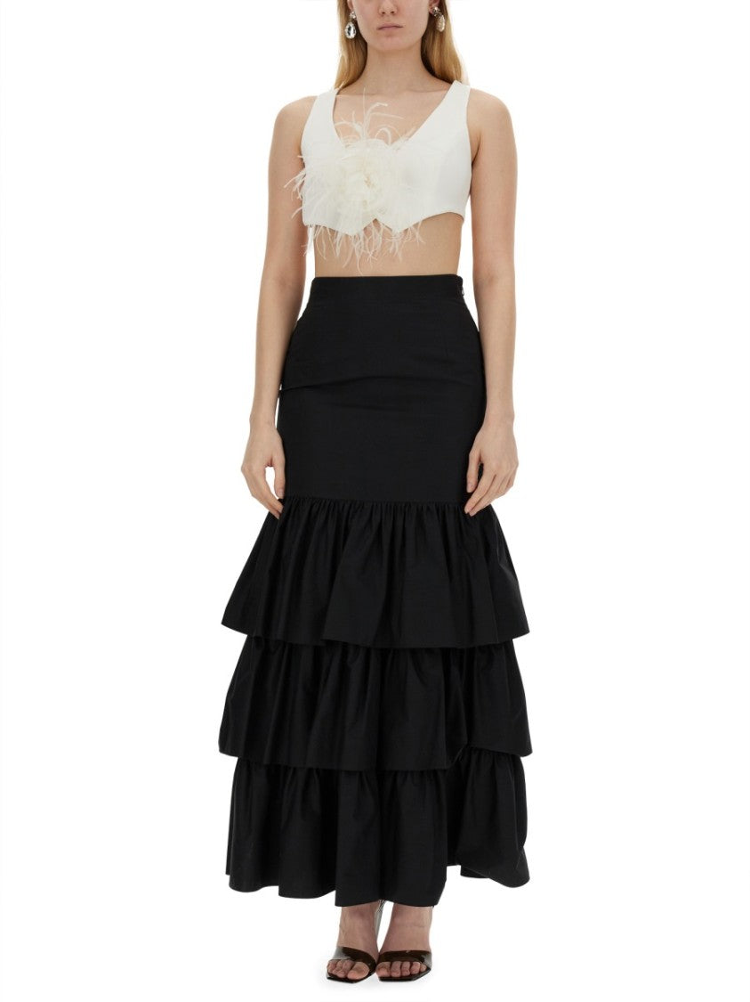 Cropped Vest With Floral Embellishment