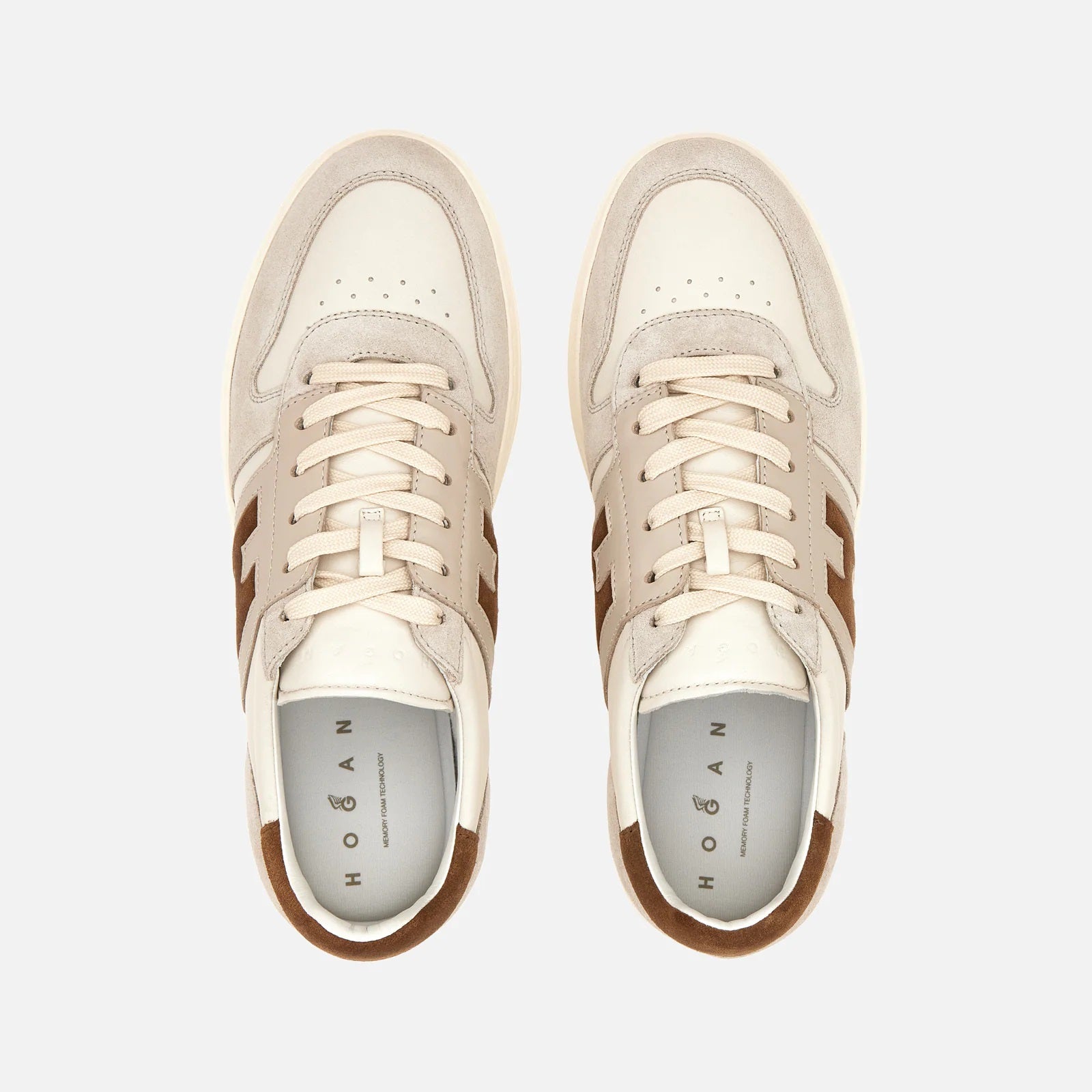H668 Allacciato H Banda Sneakers in Beige Brown