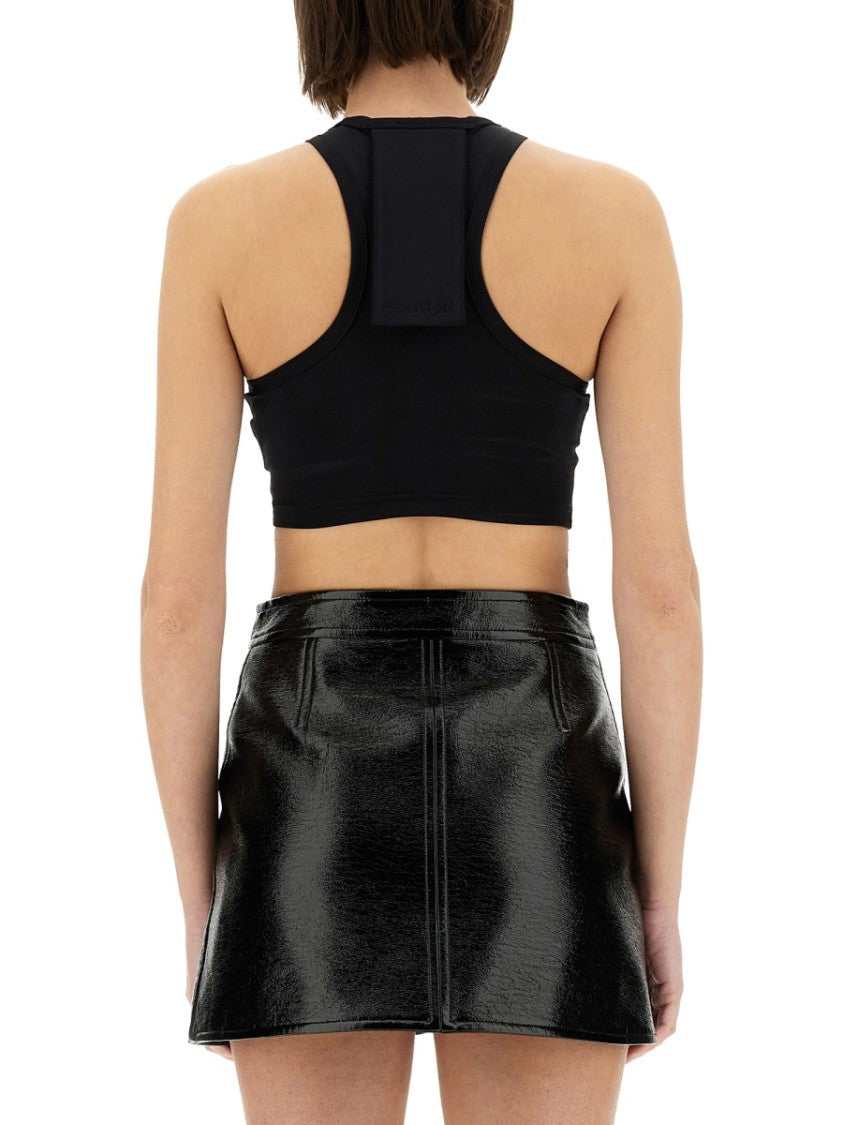 Fitted Crop Top With High Neckline