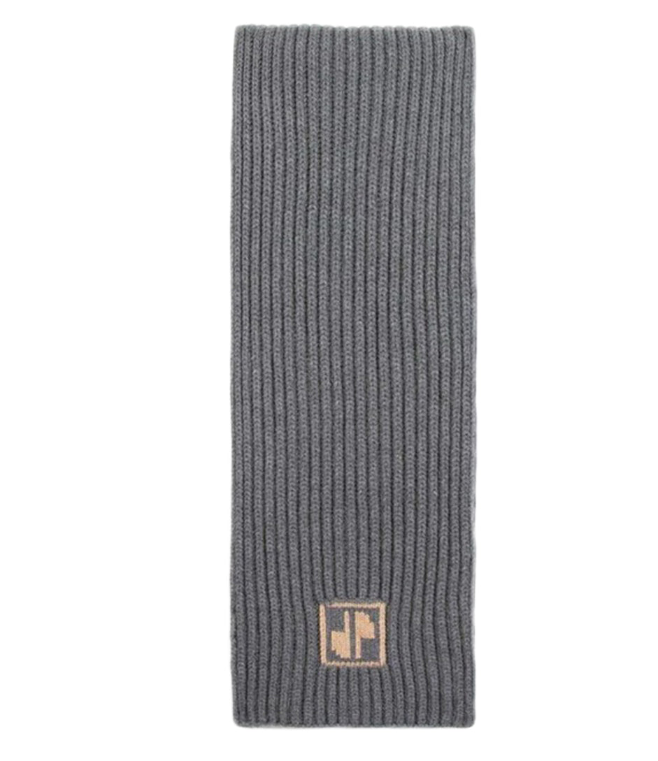 Rib Knit Storm Grey Wool-Cashmere Scarf