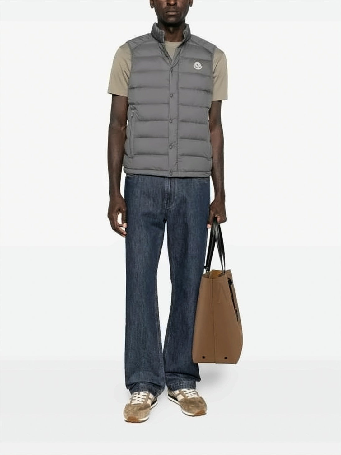 Padded Grey Vest with Stand Collar